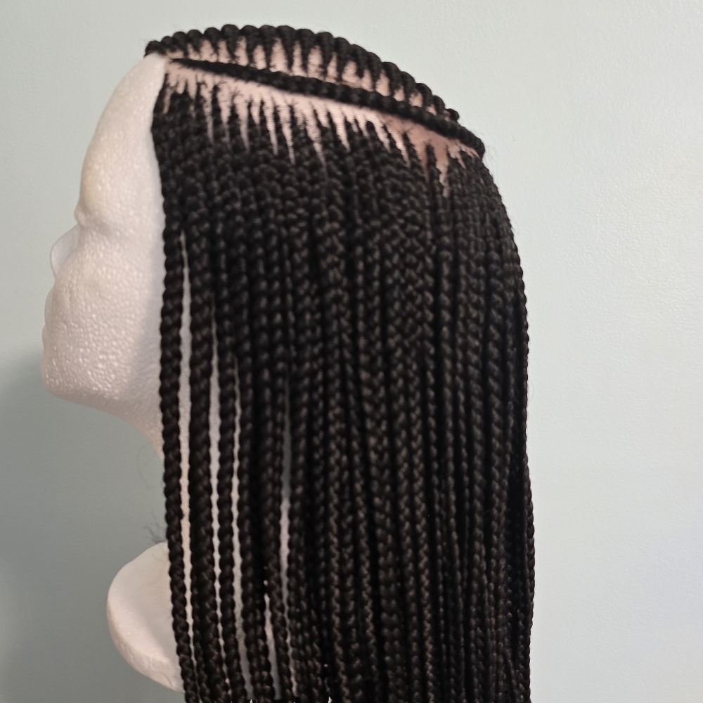Elegant Handmade Braided Lace Wig, Knotless Box Braids Long Dark Brown Wig - New - Picture 4 of 16